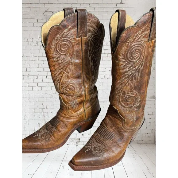 Justin L4332 Women's size 7 B Western Cowgirl Damiana Leather Snipped Toe Boots - Picture 8 of 16